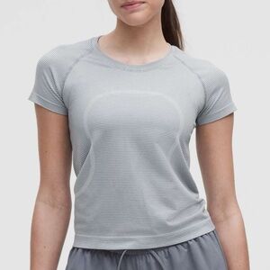 Lululemon Swiftly Tech Short Sleeve Race Length in Spandex Stripe White / Grey